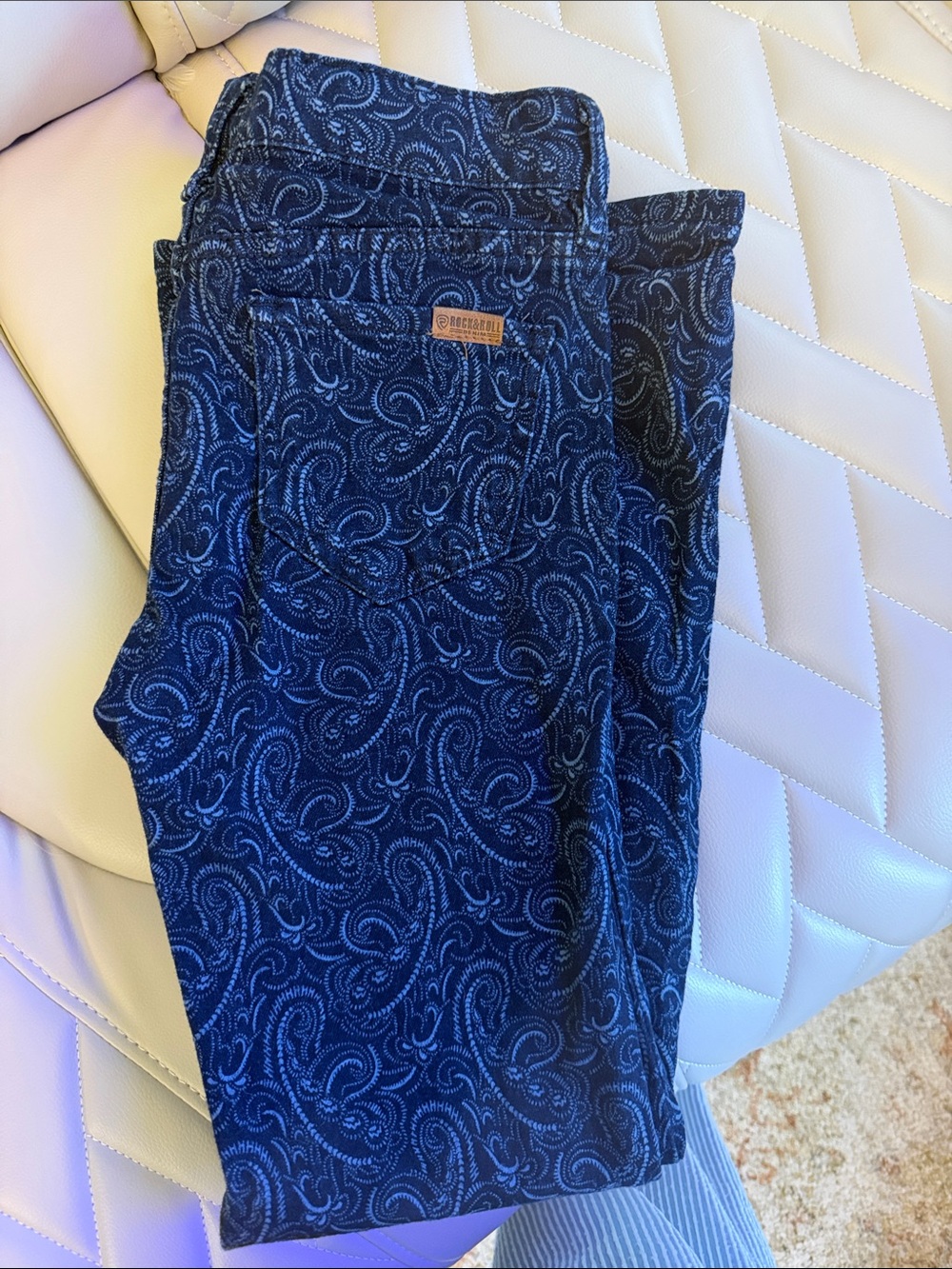 Dark Blue Paisley Jeans
